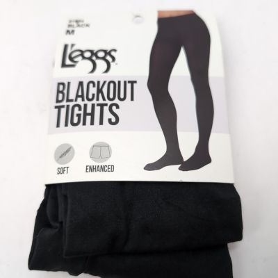 L’eggs Black Blackout Tights Women’s Size M Enhanced Soft 21684