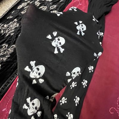 Skull & Crossbones Nylon Opaque Tights LEG AVENUE  Footless NWOT