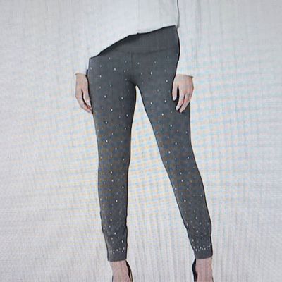 NWT WOMEN WITH CONTROL REGULAR RHINESTONE SLIM LEG ANKLE PANTS, SMOKE, XL