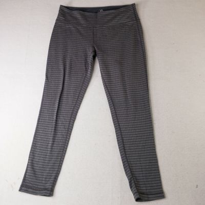 90 Degree By Reflex Pant Womens Large Gray Tight Striped Activewear Gym Workout