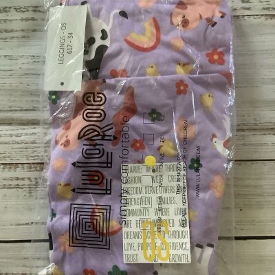 NWT LuLaRoe OS One Size Leggings - Purple With Farm Animal Print