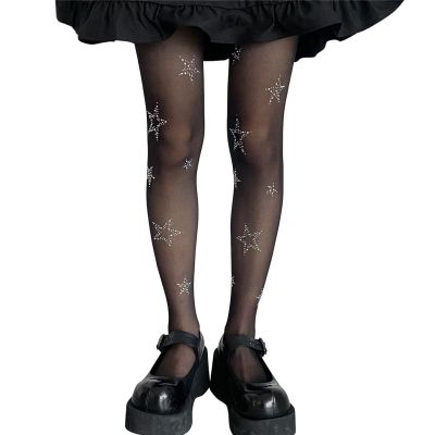 Nightclub Pantyhose See-through Slimming Leg Women Shining Star Print Tights