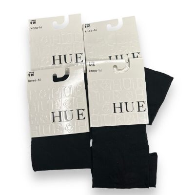 Womens Hue One Size Fits Most Sheer Dotted Knee High 4 Pair Black