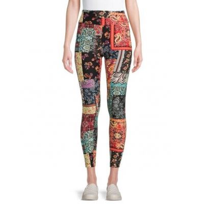 NOBO~ NEW?Junior's Printed high rise Basic Leggings size S (3-5)~patches/multi