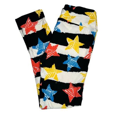 Lularoe Leggings Americana Patriotic Stars Stripes Red Blue Yellow OS One Size