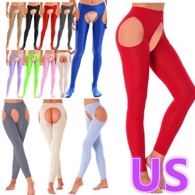 US Woman's Hollow Out Tights Opaque Pantyhose High Waist Gym Yoga Workout Pants