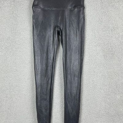 Spanx faux leather leggings women medium gray shiny slim pull on stretch