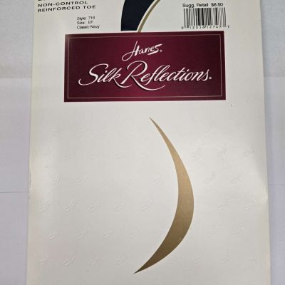 * Hanes PANTYHOSE Silky Sheer Non Control REINFORCED TOE NAVY 716 SIZE : EF