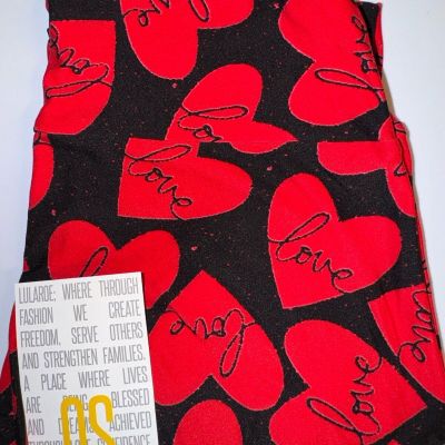 NEW LuLaRoe OS (2-10) Black with Red Hearts Valentines Day Leggings