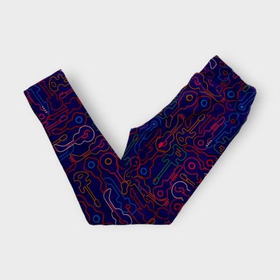 LuLaRoe Leggings | OS (2-10) | Purple Bright Line-Drawn Guitars | Buttery Soft |