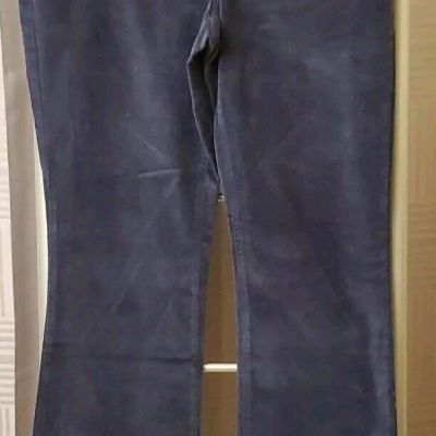 DG2 Diane Gilman NWT Small Pull-On Stretch Velvet Pant Navy Faux Pockets