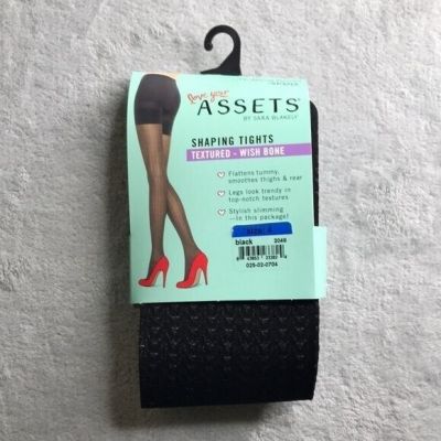Assets by Spanx Textured Shaping Tights Black Wishbone SIze 4 ( XL )New