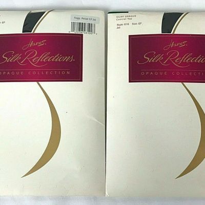 Hanes Silk Reflections Opaque Jet Size EF Control Top Style E16 Pantyhose Nylons