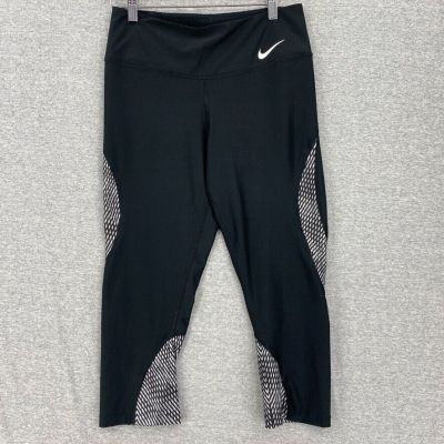 Nike Leggings Womens Medium Black Dri-Fit Activewear Colorblock Gym Workout