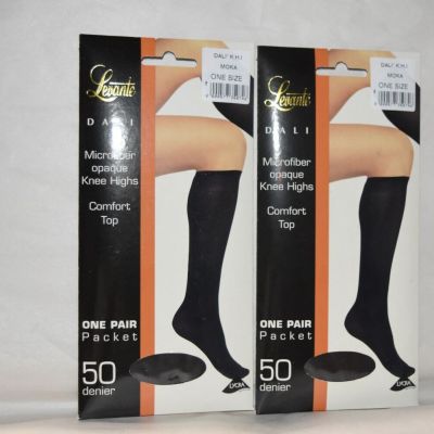 2X Levante Dali Microfiber opaque Knee High 50 denier Mocha One Size ~ Sealed