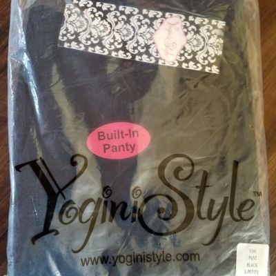 NEW Black Yogini Style Yoga Legging Pants Built In Pant Panty Size L Petite