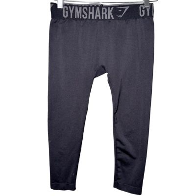 Gymshark Women’s Size M Black Training Workout Cropped Logo Waistband Leggings