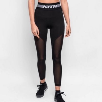 Kith Cody Black Mesh Spellout Waistband Leggings Size M Athletic Gymrat Workout