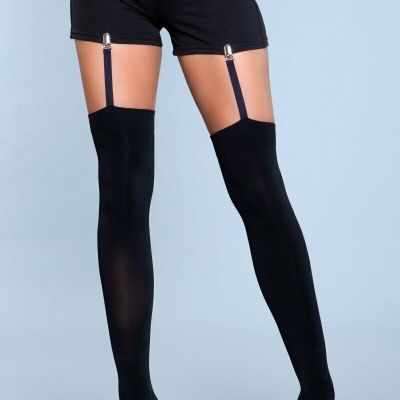 BeWicked Hanging On Clip Garter Thigh Highs Black
