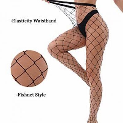 2 Style Mesh Fishnet Stockings Tights High One Size Large & Middle Mesh-black