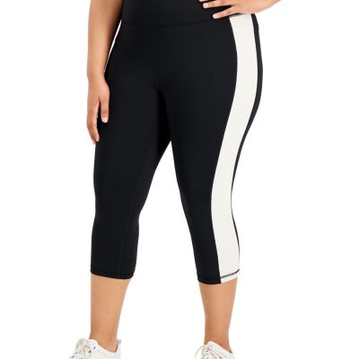 allbrand365 designer Womens Activewear Plus Size Colorblock Capri Leggings ,1X