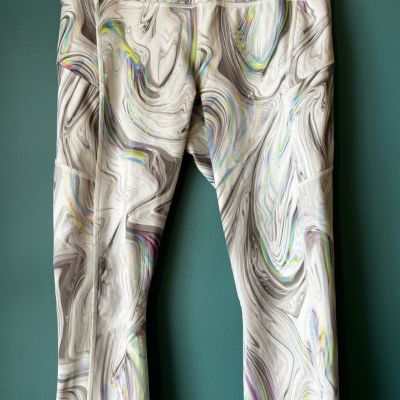 Athleta leggings sz medium swirl multicolor wm's sz M yoga court workout unique