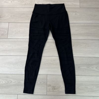 Lululemon Black Sheer Bandage High Rise Leggings Wander Under Tech Mesh Cutout 8