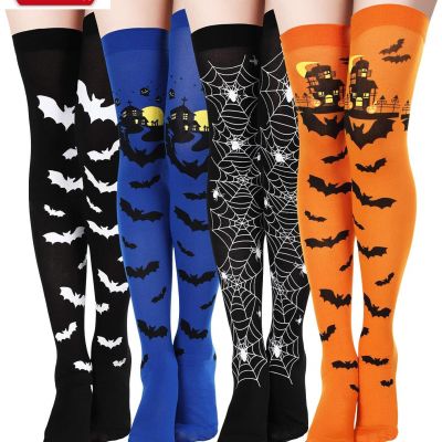 4 Pairs Halloween Thigh High Long Stockings over Knee Stockings Cosplay Festival