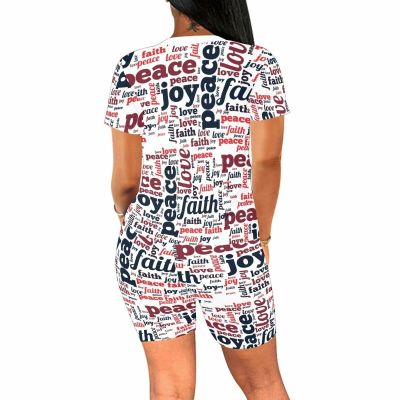 Womens Outfits, Love Peace Joy Faith Graphic Style Womens Short Yoga