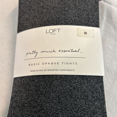 NEW Ann Taylor LOFT Pretty Much Essential Basic Opaque Tights Gray Large $14.50