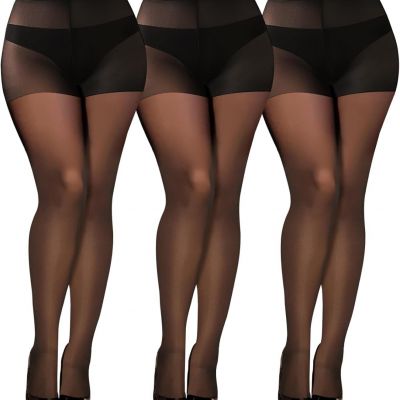 3 Pairs 20D Women's Sheer Tights, Black Pantyhose for Women, Halloween Women's S