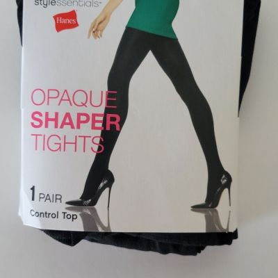 Hanes Style Essentials Opaque Shaper Tights Size M/L Black Control Top New