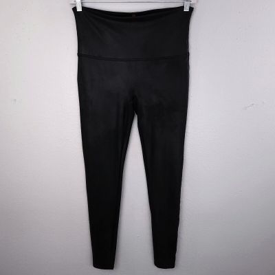 Spanx Faux Leather Leggings Women's 1X TALL Black High Waist Pant Moto 2437T