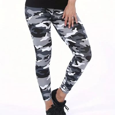 NEW Black/Grey/White Camo Skinny Leggings Casual High Waist Workout Clothing