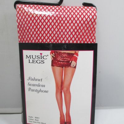 Music Legs Fishnet Seamless Pantyhose NEW Red 9001