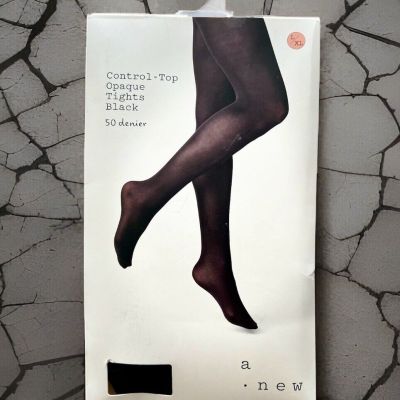 A New Day Women's Black 50 Denier Opaque Closed Toe Sz: L/XL New & Sealed