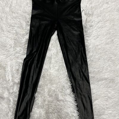 Womens Koral Shiny Black Spandex Leggings Size S