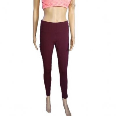 Womens New Fornia M burgundy pocket exercise spandex leggings