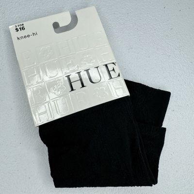 HUE Decorative Diamond Knee Hi ~ Womens One Size Fits Most ~ Black 1 Pair NEW