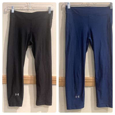 Under Armour heat gear compression running leggings Black size small Lot Of 2