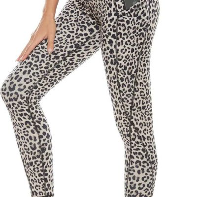 AvaCostume Women's High Waist Tummy Control Workout X-Large, Grey Leopard