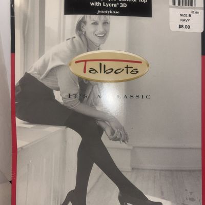 Talbots Pantyhose Microfiber Opaque Control Top w/Lycra 3D Size B  Navy