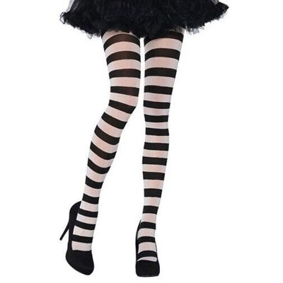 Costumes USA Black & White Wide Stripe Tights Women's (Fits to 160 Lbs) Cosplay