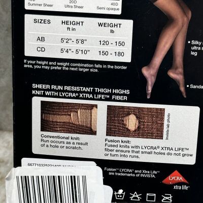 P Peds Ladies Ultra Sheer Thigh Highs Silky Soft CD Nude 160-180lb