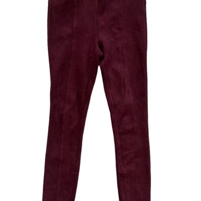 Anthropologie Faux Suede Leggings Pants Elastic Stretchable Size 27 Burgundy