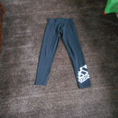 ADIDAS BLACK WITH ADIDAS ON LEFT LEG IN SILVER PANTS SIZE S