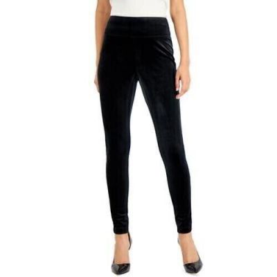 International Concepts Women's Petite Size PS Black Velvet Skinny Leggings NWT