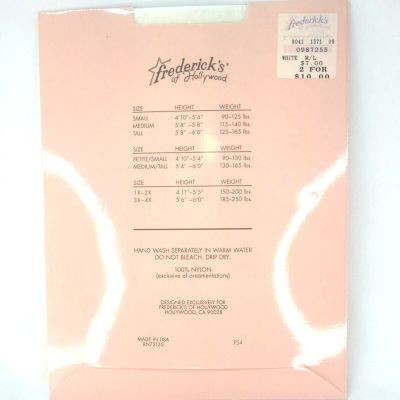 Frederick’s of hollywood Thigh High stockings nylons White M/L Style #1571 NOS