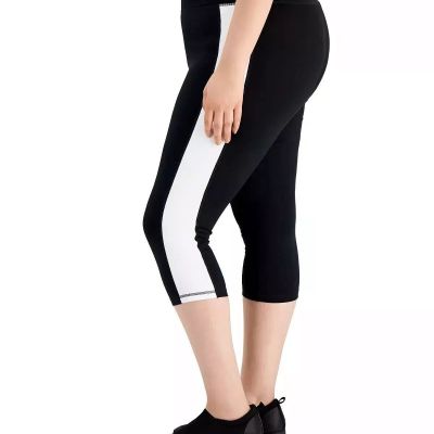 ID Ideology Women's Essentials Plus Size Leggings Color blocked Black&white 2X