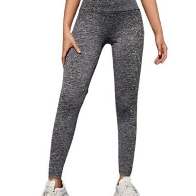 Splash Womens Petite High Waisted Marled Knit Leggings Size:1X Color:Dark Gray